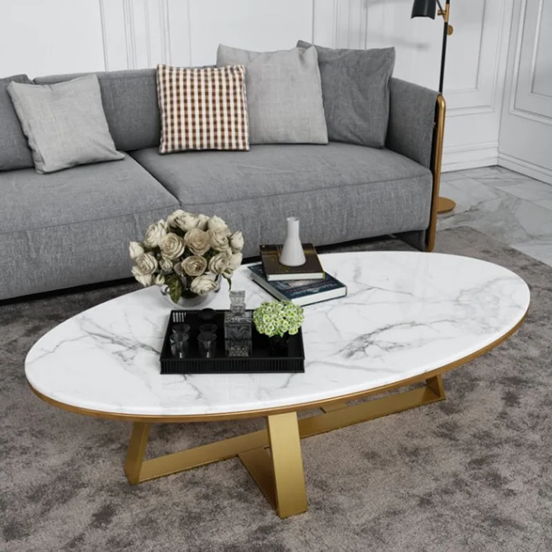 Nordic marble coffee table modern minimalist small living room coffee table oval shape model room simple coffee table