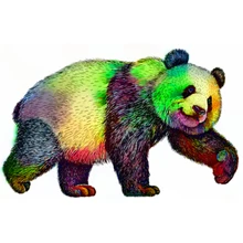 

New Artwork Wooden Puzzle Rainbow Panda Animal 6 Styles Irregular Shape Toy Luxury Brand 3D Jigsaw Game Gift for Friend Kids XML