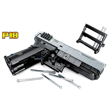 

PUBG Game P18 Gun Technic MOC Gun Handgun Pistol Can Fire Bullets Set Building Blocks Bricks DIY Toys For Children Gift