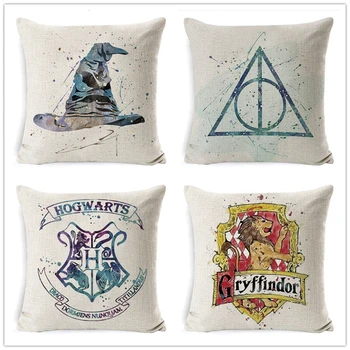 

Cartoon Harry Characters Pillowcase Decorative Cotton Linen Cushion Cover Harry-Potter Home Safa Bed Decorative Cushion Cover