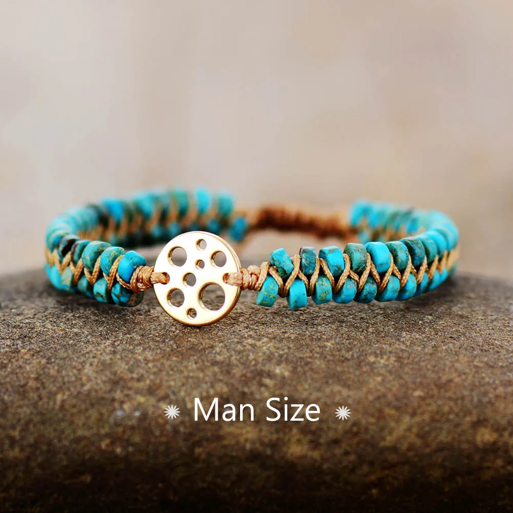 Turquoise Men Size Позолоченные браслеты с подвесками японские плетеные браслеты Йога дружба любовник браслет - Окраска металла: Turquoise Men Size