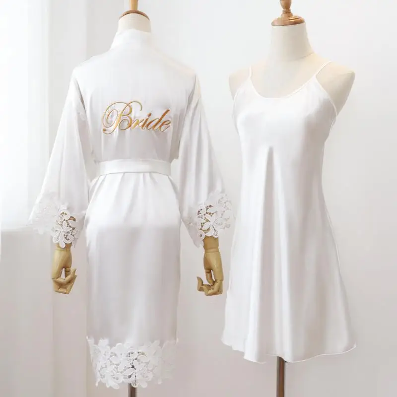 Women Sexy Home Dressing Gown Lingerie Bride Wedding Robe Set Nightwear Sleepwear Kimono Bathrobe