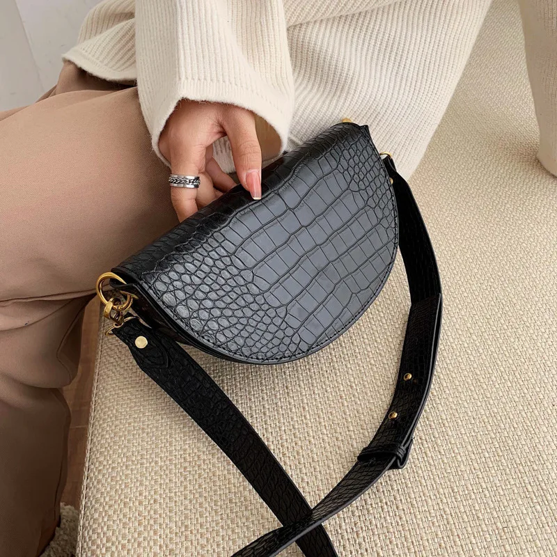 

Broadband Bag Women's 2019 Popular France Non-mainstream New Style Korean-style Versatile Textured Shoulder Bag Fashion Saddle B