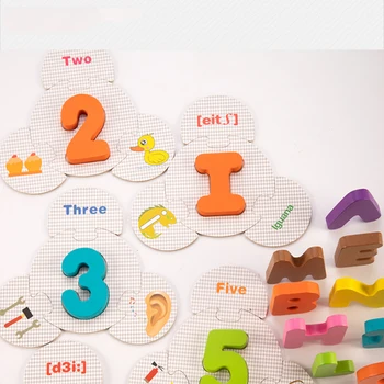 

2020 Wooden Alphanumeric Matching Puzzle Cardboard Children Digital Counting Cartoon Shape Jigsaw Puzzle/