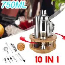 Набор для коктейлей шейкер набор барной посуды шейкеры из нержавеющей стали 10 шт набор барных принадлежностей со стильной бамбуковая подставка 750 мл