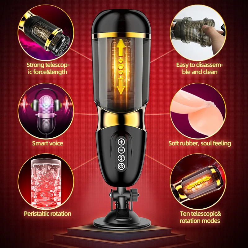 Automatic Telescopic Rotation Male Masturbation Cup 10*10 modes Silicone vagina real pussy adult Masturbator sex toys for men 3