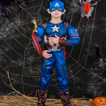 

Captain America Avengers Cosplay Superhero Outfit Halloween Costumes For Boys Role Play Party Performance Gift America Shield