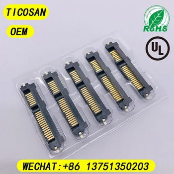 

10PCS TICOSAN SATA connector male 7P+15P 22Pin Connector socket 180° H2.2mm for SSD SATA hard disk interface 22pin PCB board
