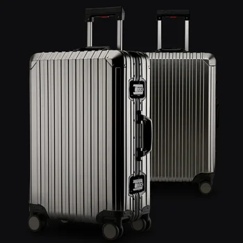 

New Fashion 100% Aluminum alloy Rolling Luggage Spinner Suitcases Wheel 20 inch Men Business Carry On Trolley Travel Bag