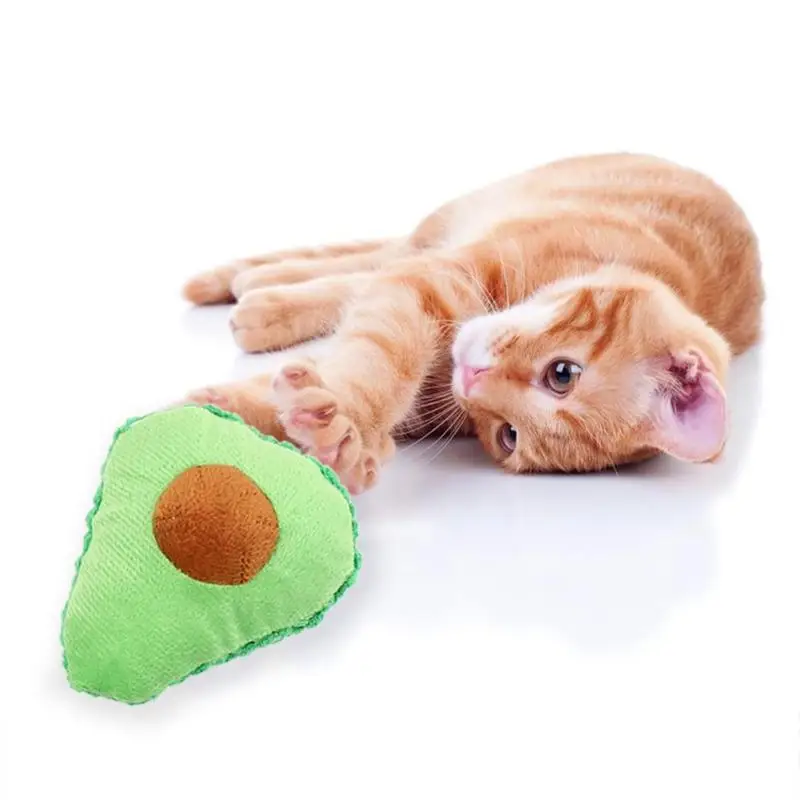 Милые игрушки для кошек, авокадо, плюшевый питомец, котенок, жевательный укус, плюшевые мягкие милые и приятные развлечения, фрукты, привлекательная игрушка