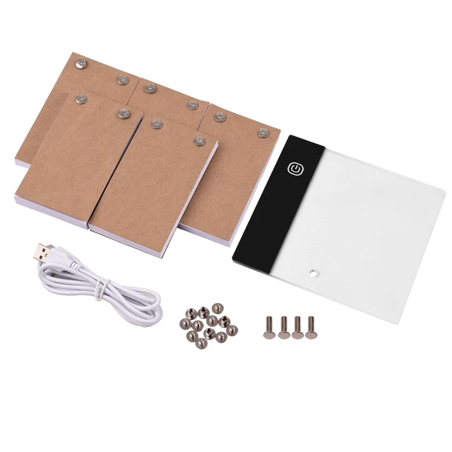 Flip Book Kit with Mini Light Pad LED Lightbox Tablet Design with Hole 300 Sheets Flipbook Paper Binding Screws for Drawing 4