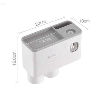 

Wall Mounted Toothbrush Holder Space Saving Automatic Toothpaste Dispenser Shelf Multifunctional Cup Storage Hotel Punch Free