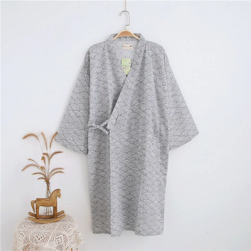 Мужской Халат длинный хлопок Японский юката Jinbei основной стиль хлопок удобные традиционные кимоно Сауна купальный халат пижамы