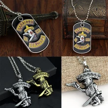 New MC Germany Bandit Necklace Beads Chain Biker Style Robber Pendant With Gun And Knife Jewelry For Fans