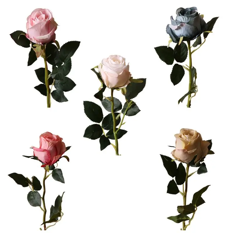 European Vintage 10Pcs Silky Artificial Fake Rose Flowers Single with