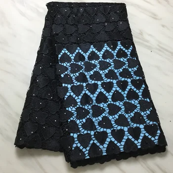 

African Lace Fabric black Color Guipure Lace Fabric 2018 High Quality Nigerian Cord Lace Fabric For Wedding Dresses FFP1013