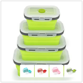 

Silicone Collapsible Lunch Box Food Storage Container Bento BPA Free Microwavable Portable Picnic Camping Rectangle Outdoor Box