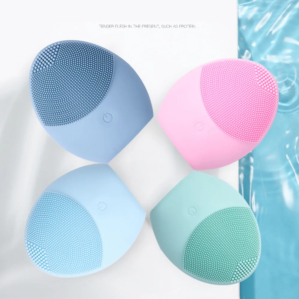 

Waterproof Facial Cleansing Brush Sonic Vibration Face Cleaner Silicone Deep Pore Cleaning USB Electric Face Massager Soft