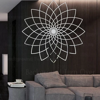 

Mirror Wall Stickers Sticker Home Decor Room Decoration Living Room Wallpaper For Walls Lotus Linear Line Art Flower R140