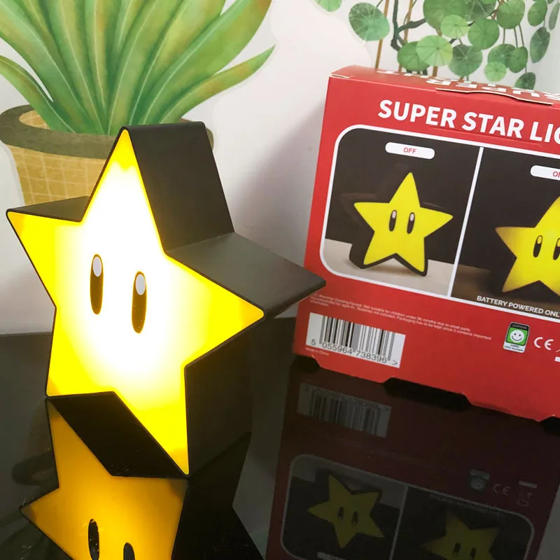 Retro Nostalgic Mario Super Star Light USB Rechargeable Sound Effect Anime Home Decoration Atmosphere Lamp Christmas Party Gift holiday nights of lights