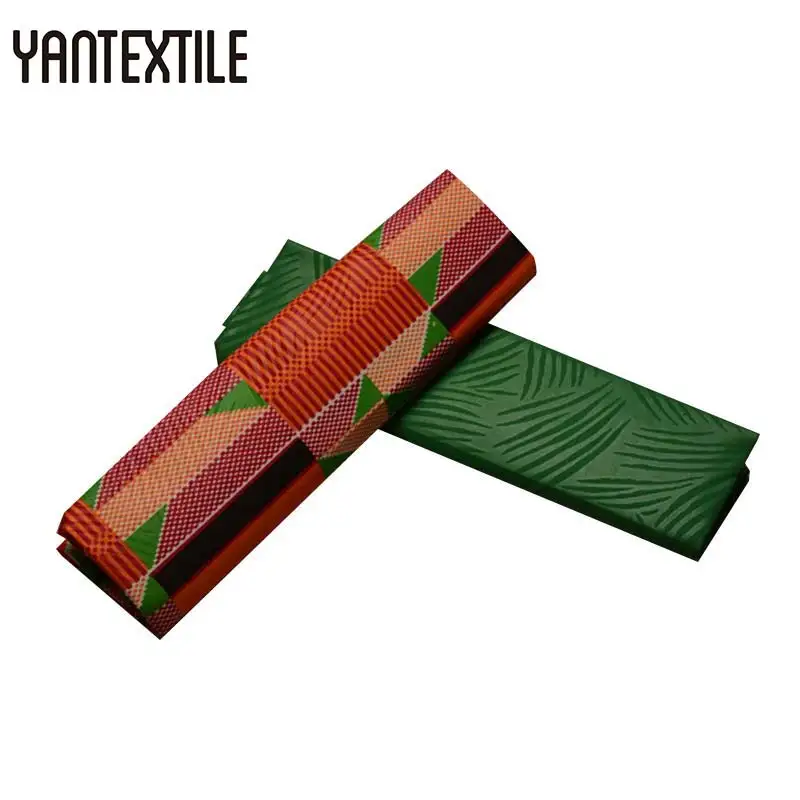 YANTEXTILE Анкара ткань Африканский настоящий воск принт тиснение Гана Kente Ткань 2+ 2 ярдов Tissu простое окрашивание африканская ткань Анкара - Цвет: 19070003