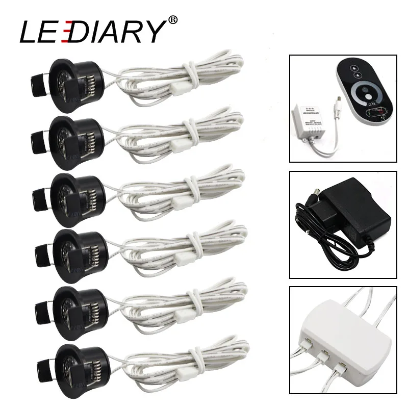 Dimmable 6 lamp set Светодиодный черный Мини точечный светодиодный светильник с дистанционным затемнением 1,5 Вт 27 мм отверстие 110-220 В потолочные встраиваемые светильники - Испускаемый цвет: Dimmable 6 lamp set