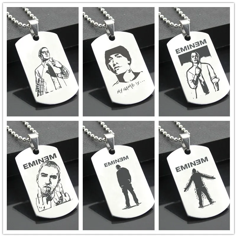 

Eminem XH01 Classic Stainless Steel Fashion Keychain Engraving Tags steel army card pendant for necklace
