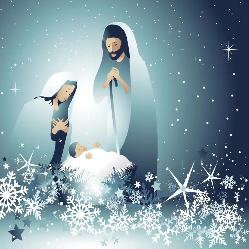 

Laeacco Baby Cartoon Jesus Birth Nativity Scene Shiny Star Snowflake Baby Newborn Pattern Photo Background Photographic Backdrop