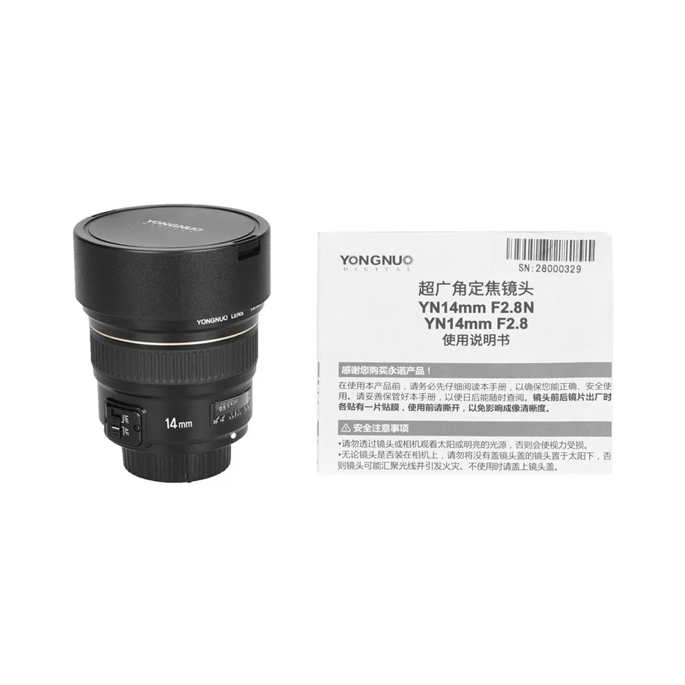 YONGNUO YN14mm F2.8N ультра-широкоугольный объектив AF/MF Диагональный угол YN14 F2.8 объектив для Nikon D5600 D5500 D850 D600 DSLR камеры