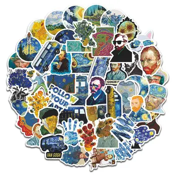 

50Pcs/Set The Painting of Van Gogh PVC Waterproof Stickers For Luggage DIY Scrapbooking Stationery Sticker
