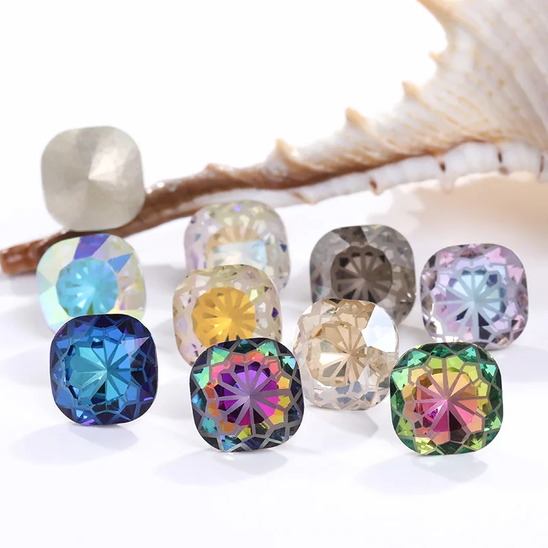 

10MM Point Back Lotus Rhinestone Flower Gemtone Cushion Handicrafts Stone Self Adhesive Nail Gems Crystal For Jewelry Making