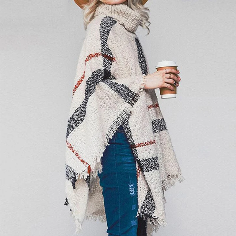 Тип плаща пальто осень зима пончо вязаная водолазка женские длинные пончо и накидки-свитера пуловеры женские топы