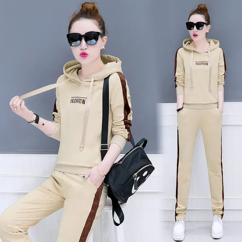 

Social Set WOMEN'S Dress Fashion 2018 Spring Clothing New Style Korean-style Hooded Pullover Hoody Casual Sports Two-Piece Autum