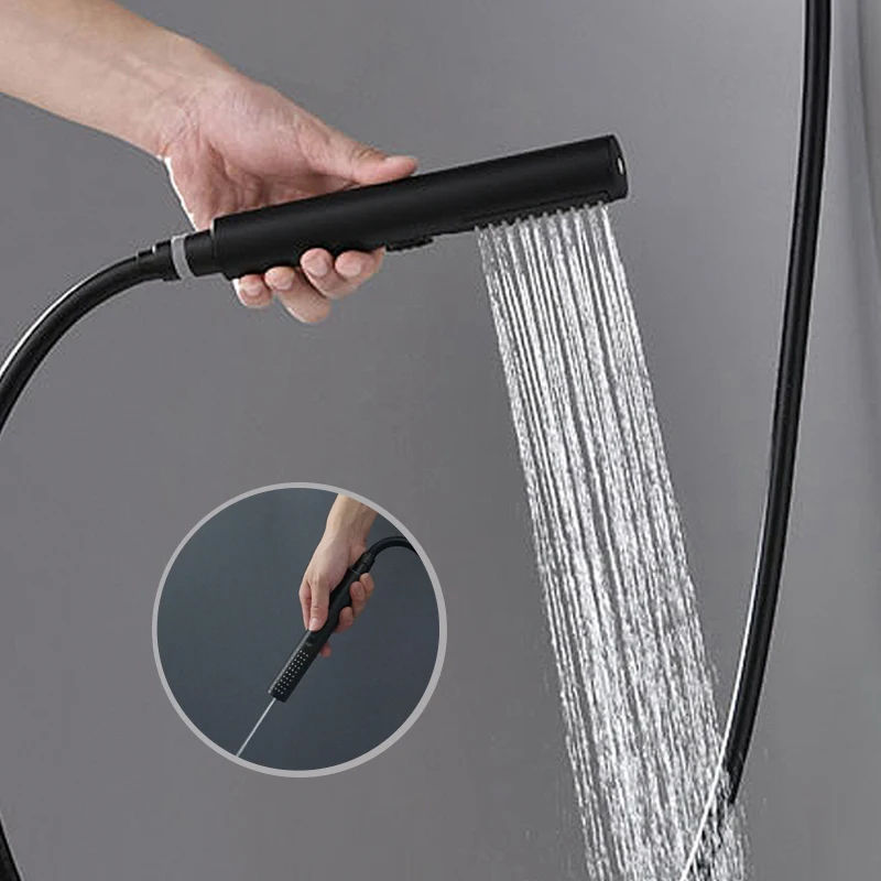 Wall Mounted Matt Black Coating Shower Set with ABS Hand Shower Head Stainless Steel Hose Adjustable Holder Sliding Bar shower head shower set