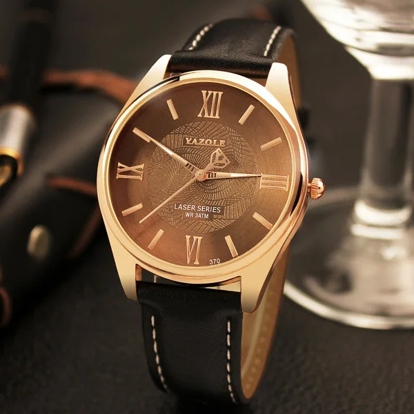 YAZOLE наручные часы для мужчин лучший бренд класса люкс известный мужской часы кварцевые часы наручные кварцевые часы Relogio Masculino YZL370 - Цвет: Brown Black