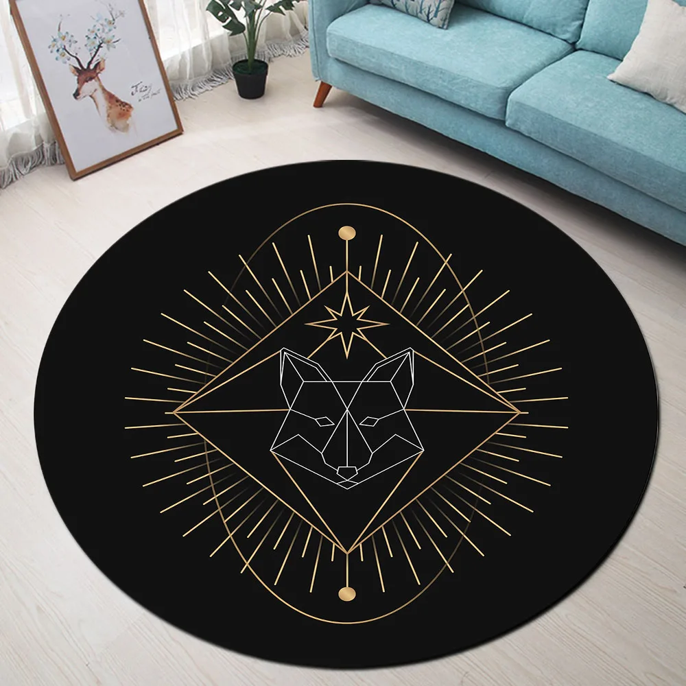 Fox Line Geometric Texture Pattern Round Area Rugs Floor Mat For Living Room Bedroom Carpets Chair Mat Baby Crawling Carpet