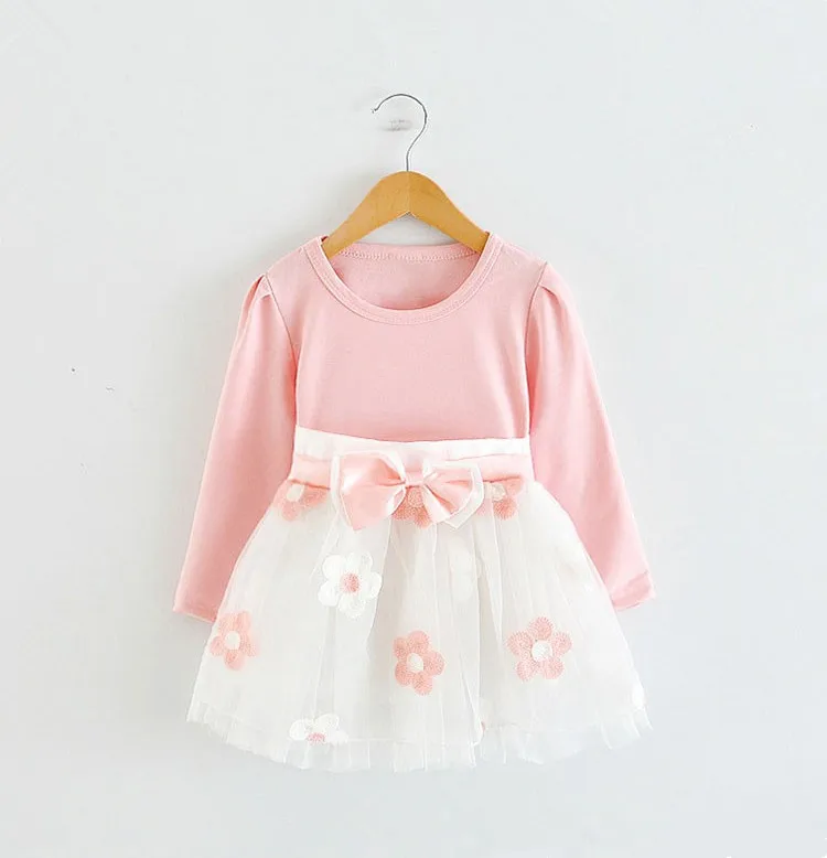 Pink 4 Платья с цветочным рисунком для маленьких девочек, платья на крестины для новорожденных, одежда для крещения, белое платье-пачка принцессы с бантом на день рождения - Цвет: Pink 4