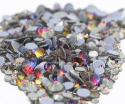 40-Color Crystal AB Hot Fix Rhinestones - Glass Strass Iron-On Embellishments for Sewing & Fabric Decorations (Siam Volcano)