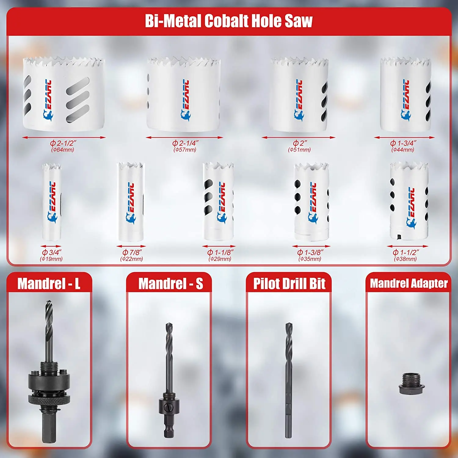 Ezarc Bi-metal Hole Saw Kit,13pcs Hole 