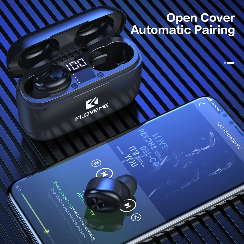 FLOVEME Bluetooth Earphone TWS Wireless Earphone Headphones For Xiaomi Huawei HIFI Sports Running Headset Support Phones HD Call