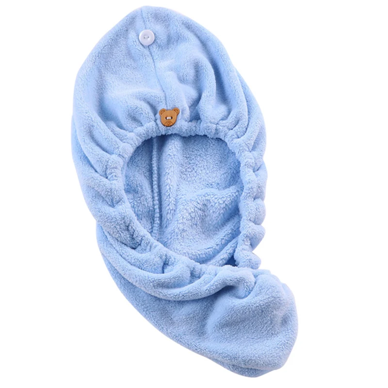 Полотенце для сухих волос, кепка, супер абсорбент, микрофибра, мягкое, быстросохнущее, тюрбан, для ванной, для душа, полотенце, DEC889 - Цвет: Синий