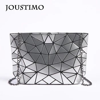 

Large Capacity Totes PU Leather Ladies Messenger Bags 2019 Fashion Folded Geometric Chain Shoulder Evening Bags Women Handbags