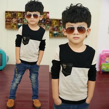

kids tops tees children t-shirts for boys long sleeve t shirts leopard panther 2020 baby Size100~150 boy spring autumn clothes