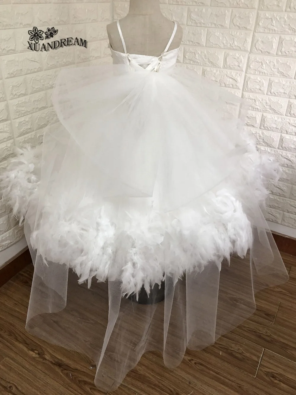 Красивое детское платье primera comunion vestidos de primera comunion, Пышное Бальное Платье с перьями и цветами, платья для девочек XD-125