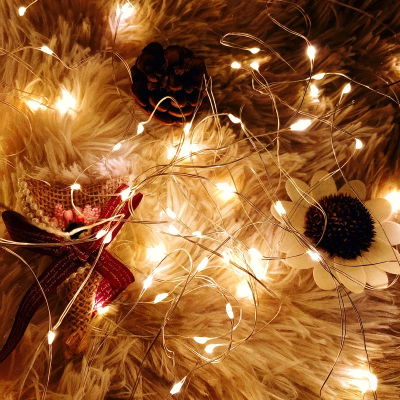 8 Colors LED Outdoor Light String Fairy Garland Battery Power Copper Wire Lights For Christmas Festoon Party Wedding | Дом и сад