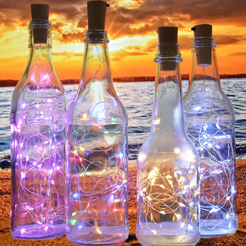

Copper wire light string 20 LED wine bottle with cork bottle lamp battery cork party wedding christmas halloween bar decoration