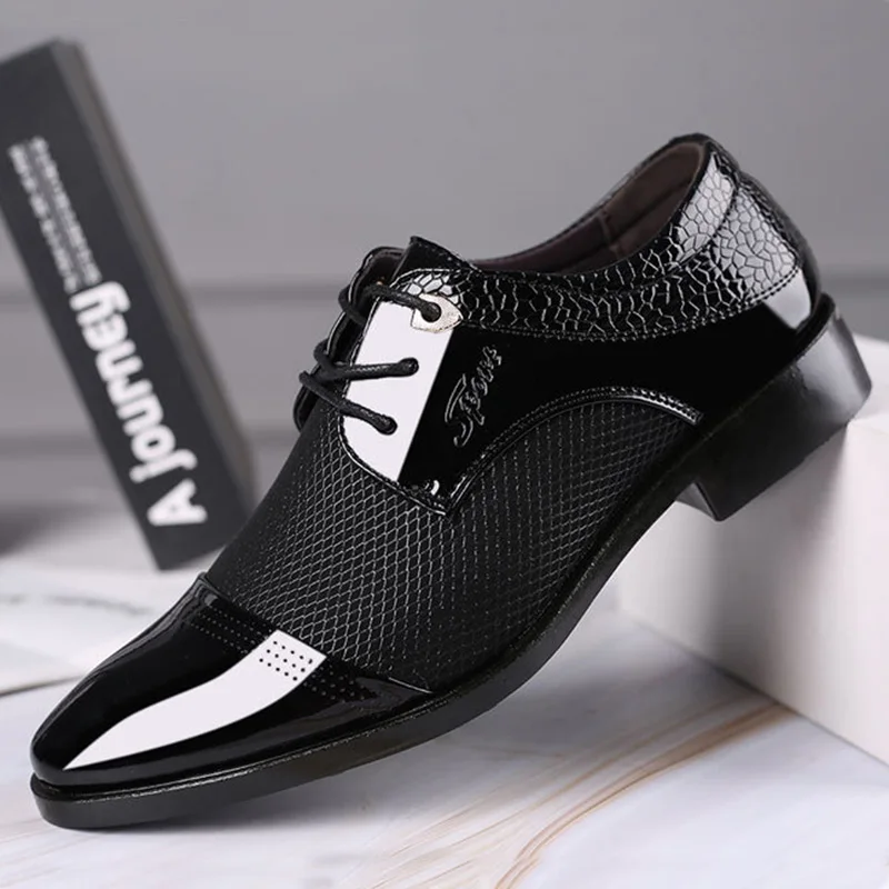 Reetene/Мужские модельные туфли большого размера Качественная мужская официальная обувь мужские деловые туфли-оксфорды на шнуровке Брендовые мужские свадебные туфли с острым носком 38-48
