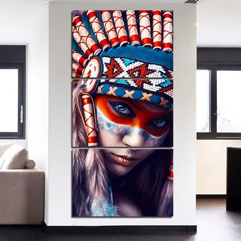 

spray painting Native Indian warrior girl decoration artistic printed drawing canvas home living room decor art picture NY-7262C