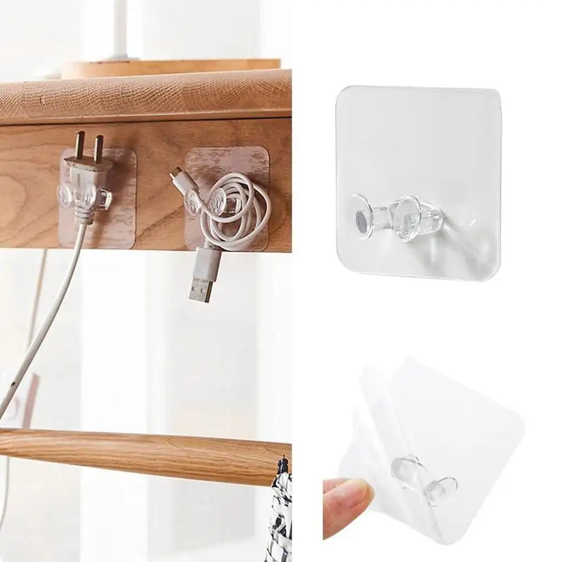 

1pcs Strong Adhesive Hook Power Plug Socket Hanger Holder Wall Mounted Self Sticky Hooks Multi-function Wall Storage Hooks
