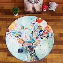 Современный круглый мультфильм животных ковер гостиная спальня дети ползают Противоскользящий коврик